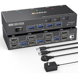 Conmutador Kvm A Doble Monitor Usb Hdmi 3 Ordenadores 4k @6