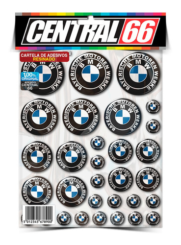 Cartela Resi Adesivo Bmw Logos M1 Carro Celular Tablet