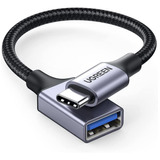 Cable Usb Hembra A Usb C 3.0, Negro Y Gris/6 In