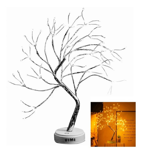 Lampara Diseño Arbol Bonsai Mesa Con 108 Luces Led Amarillo