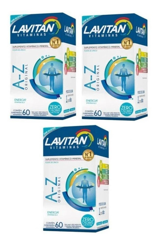 Kit Com 3 Lavitan A-z Cimed Com 60 Comprimidos Original