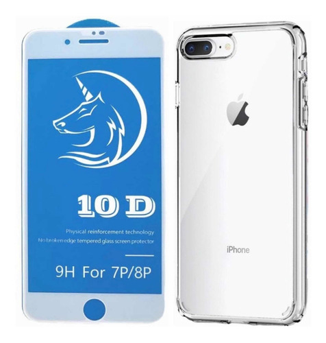 Forro Rígido Transparente + Vidrio Premium Para iPhone