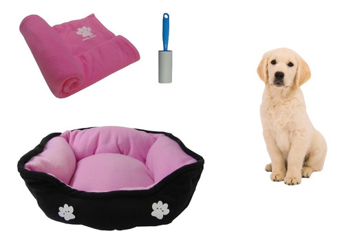 Cama Grande Doble Faz Para Mascota + Cobija Grande+ Cepillo