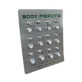 Kit Com 12 Piercing De Umbigo Aço Inox Coração De Zircônia