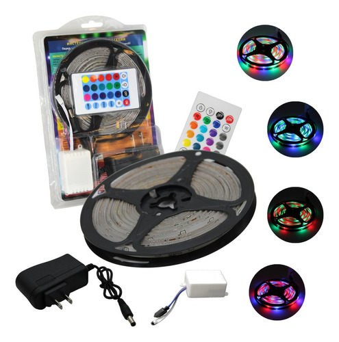 Super Tira Led Rgb Multicolor Completa 5 Mts 3528 Con Fuente