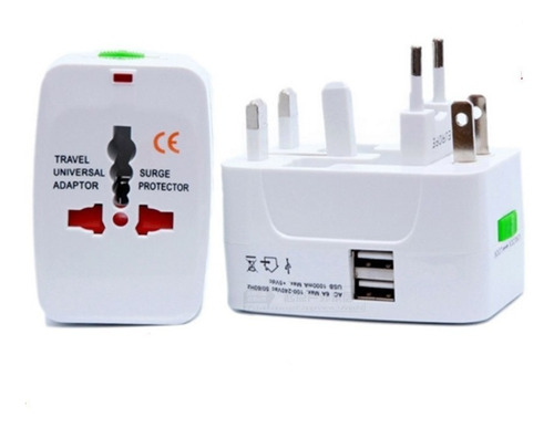 Adaptador De Viaje Universal 2 Usb Enchufe Corriente + Envio