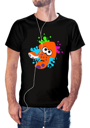 Polera Negra Hombre Mujer Niño Splatoon Gamer Colores Neon 2