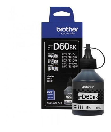 Botella De Tinta Brother Btd60bk Inyección De Tinta 6500 Pá