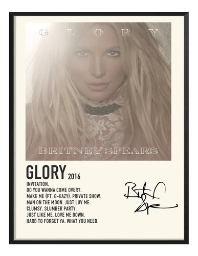 Poster Britney Spears Album Tracklist Exitos Glory 120x80