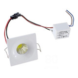 6 Mini Spot Cob 3w Super Led Branco Frio Embutir Quadrado