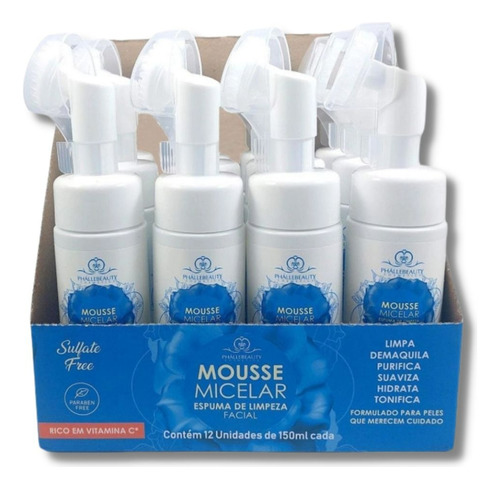 Mousse Micelar Espuma De Limpeza Facial 12 Uni Phallebeauty