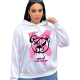 Moletom Blusa De Frio Inverno Urso Rosa Moda Feminina Top