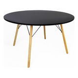 Mesa Eiffel Redonda 100cm Pés De Madeira Eames Mdf 18 Mm