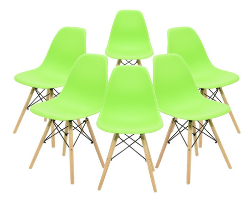 Paquete De 6 Sillas Eames Modernas Elegantes Comedor Verde