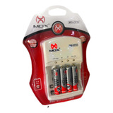 Kit Carregador + 4 Pilhas Aaa 1000mah Mox Recarregável