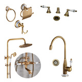 Set Completo Griferia Bronce Ducha+bacha+bidet+ 3 Accesorios