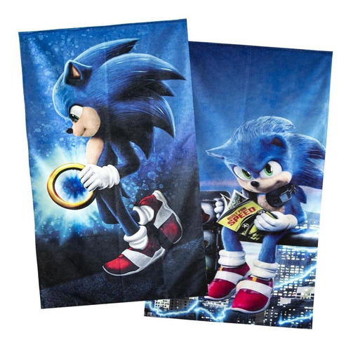 Toalla Baño Sonic Adventure Heroes Diseño Microfibra Set 2pz