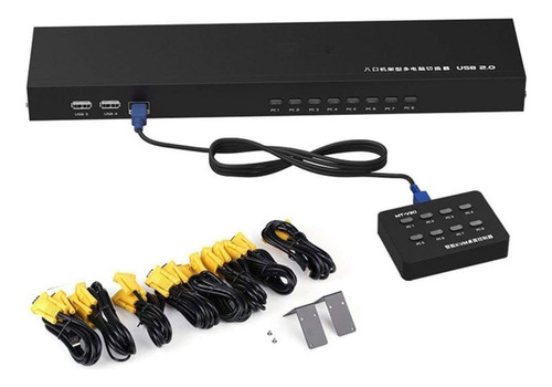 Switcher Con 6 Puertos Kvm E Interruptores + 8 Cables