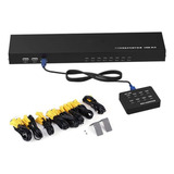 Switcher Con 6 Puertos Kvm E Interruptores + 8 Cables