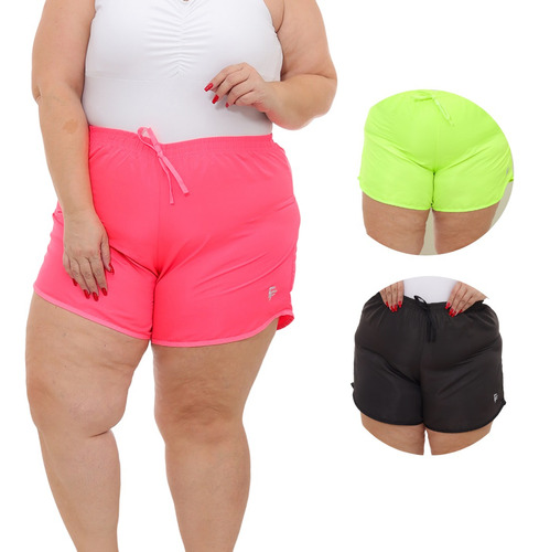 Kit 3 Shortinho Feminino Plus Size Moda Praia Do G1 Ao G4