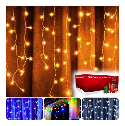 Luces De Navidad Y Decorativas Dosyu Dy-ice700l-csc 13m De Largo 110v/220v - Blanco Cálido Con Cable Agua