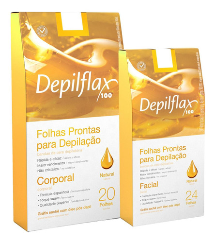 Kit Folhas Prontas Depilação Facial/corporal Mel Depilflax