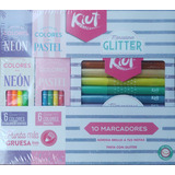 Marcadores Con Glitter, Colores Neon Y Colores Pastel Kiut.