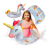 Salvavidas Inflable Unicornio Arcoíris Kawai Blanco Flotador