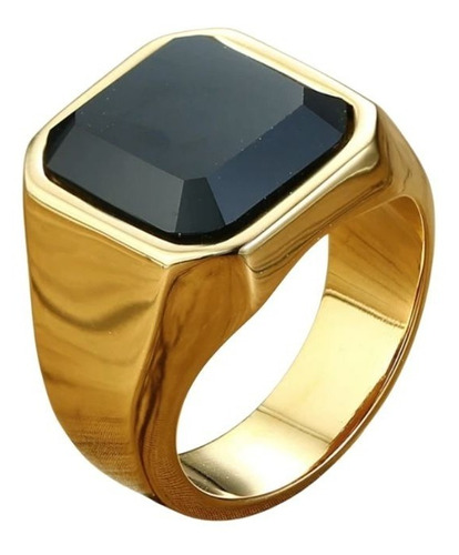 Anillo Golden Boy Dorado Piedra Negra Poppe