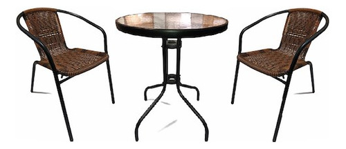 Set De Mesa + Dos Silla De Rattan Exterior Jardin Envios 