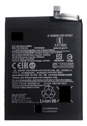 Batería Compatible Con Pila Xiaomi Mi 10 Pro/ Mi 10t (bm53) 