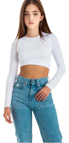 Blusa Crop Top Niñas Manga Larga