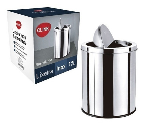 Lixeira Basculante 12 Litros Aço Inox - Clink