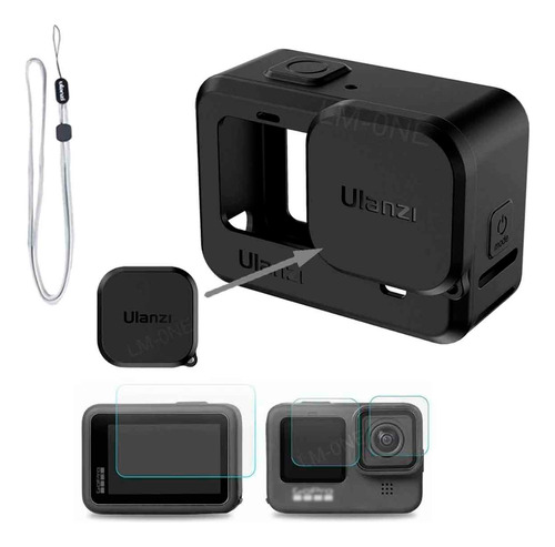 Funda Ulanzi+ 3 Micas Cristal Para Gopro 12, 11, 10, 9 Black