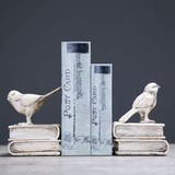 Resina De Diseño Vintage Con Pájaros Y Libros Blancos Decora