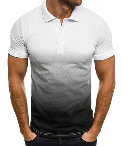 Playera Deportiva Casual Tipo Polo De Manga Corta Con Degra