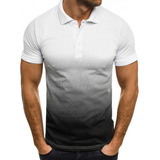 Playera Deportiva Casual Tipo Polo De Manga Corta Con Degra