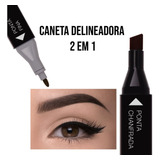 3 Caneta Delineadora Para Olhos 2 Em 1 Marrom Bella Femme 