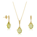 Conjunto Em Ouro 18k Pedra Natural Green Gold