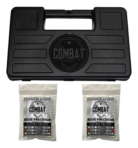 Bbs 0.20g Airsoft 1000un Bolinha Munição 6mm + Maleta Combat