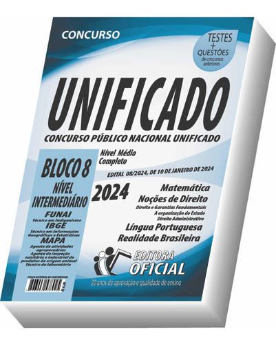 Apostila Cnu - Concurso Público Nacional Unificado - Bloco 8 - Nível Intermediário - Frete Grátis !