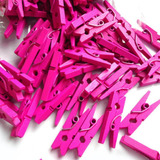 Pacote 100 Mini Prendedores Em Madeira 25mm - Rosa Pink