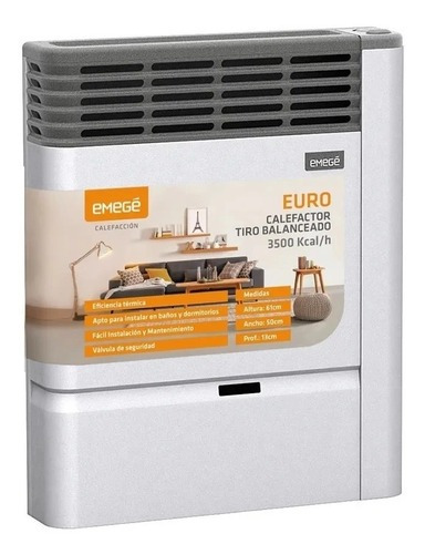 Calefactor Tiro Balanceado Tbu Emege Euro 3500 Kcal Cuo