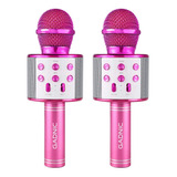 Micrófono Gadnic Km-01 Karaoke Inalámbrico Bluetooth C/ Efectos De Voz Fucsia