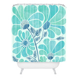 Society6 Cortina De Ducha Moderna Con Amapolas Azules Del Hi