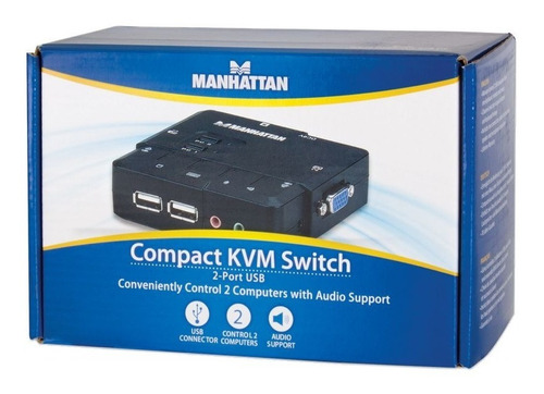 Mux Kvm Desktop Manhattan Usb 2:1 Con Cables+audio 151252