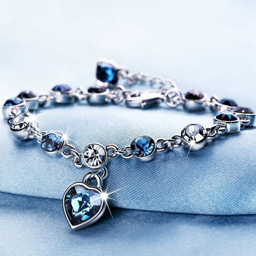 Pulseras Con Dijes De Corazón De Cristal Para Mujer Trendy