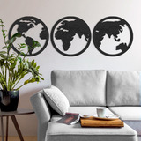 Cuadro Decorativo Madera Negro Globos Odun Arts 62x190x1