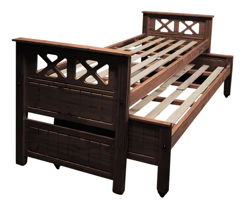 Cama Carro 1 Plaza 80x190 Con Tablero Doble Madera Pino