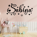 Vinilo Infantil Nombre Personalizado Corazones 120x60cm